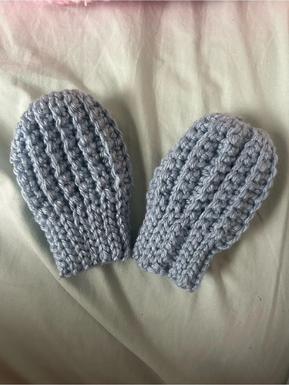 Light Blue Baby Crochet Mittens